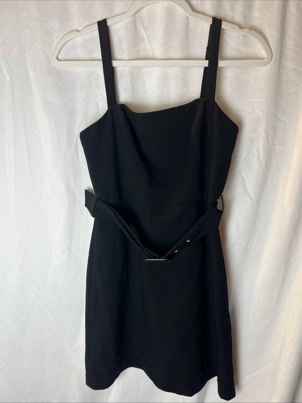 French Connection Black Sleeveless Belted Dress
